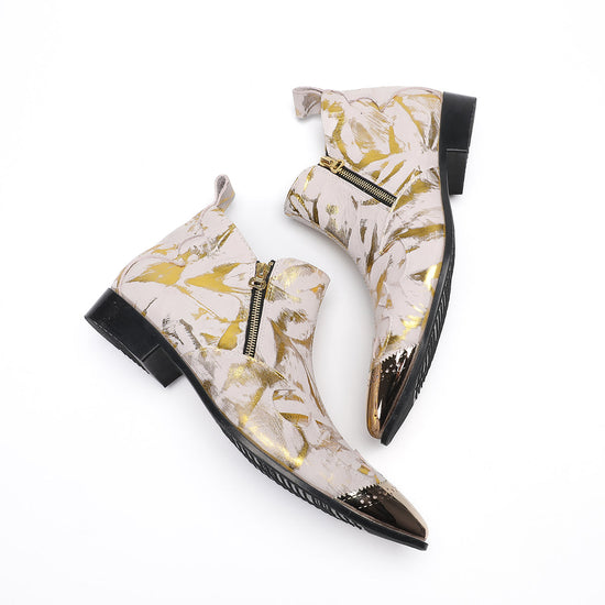 AOMISHOES™_Golden_Fashion_Metal_Tip_Boots_#4038_Party_Wear_AOMISHOES™