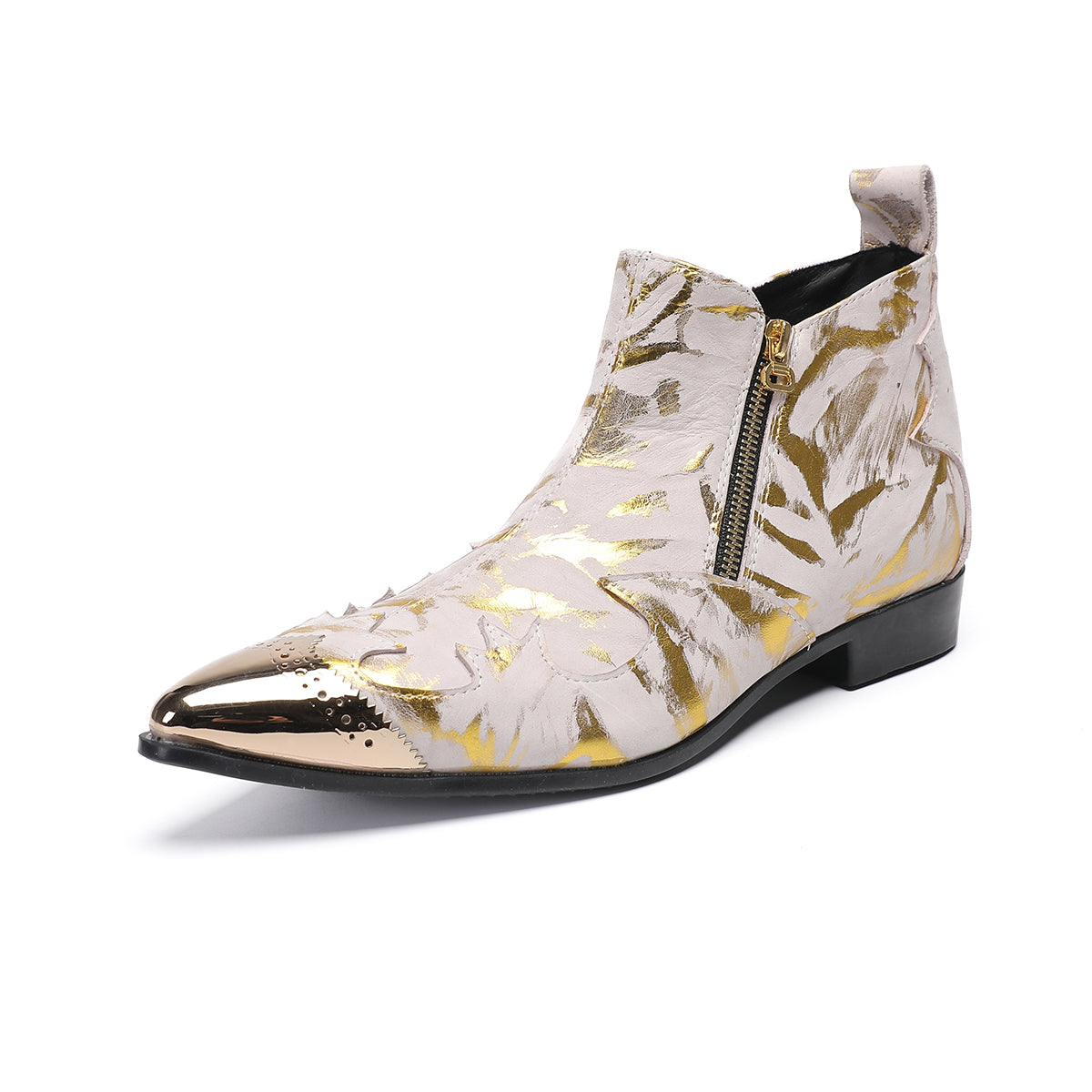 AOMISHOES™_Golden_Fashion_Metal_Tip_Boots_#4038_Party_Wear_AOMISHOES™
