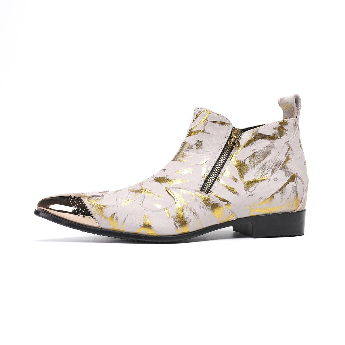 AOMISHOES™_Golden_Fashion_Metal_Tip_Boots_#4038_Party_Wear_AOMISHOES™