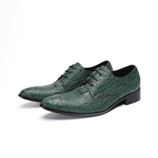 AOMISHOES™_Dark_Green_Crocodile_Dress_Shoes_4040_Party_Shoes_AOMISHOES™