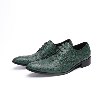 AOMISHOES™_Dark_Green_Crocodile_Dress_Shoes_4040_Party_Shoes_AOMISHOES™