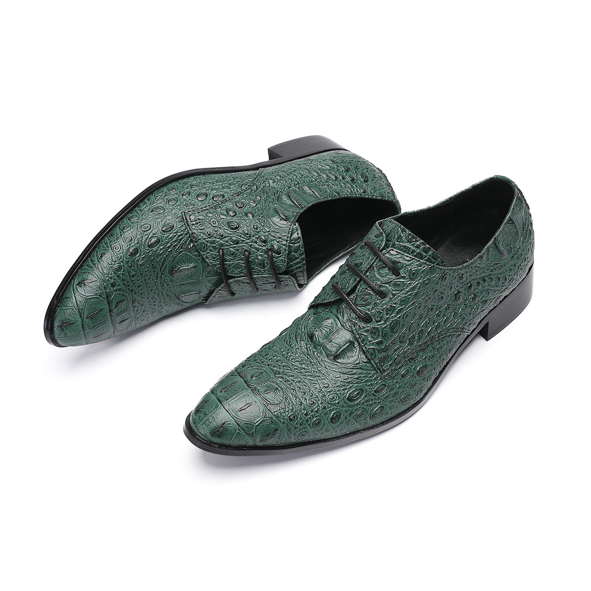 AOMISHOES™_Dark_Green_Crocodile_Dress_Shoes_4040_Party_Shoes_AOMISHOES™