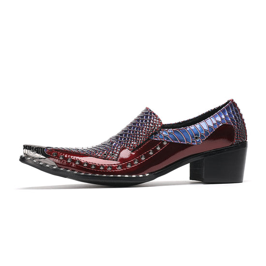 AOMISHOES™_Red_Scaled_Metal_Tip_Shoes_#4049_Party_Wear_AOMISHOES™