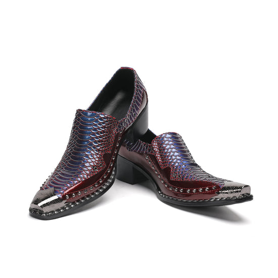 AOMISHOES™_Red_Scaled_Metal_Tip_Shoes_#4049_Party_Wear_AOMISHOES™