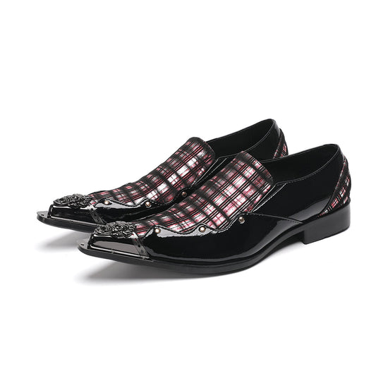 AOMISHOES™_Classic_Checked_Metal_Tip_Shoes_#4052_Party_Wear_AOMISHOES™