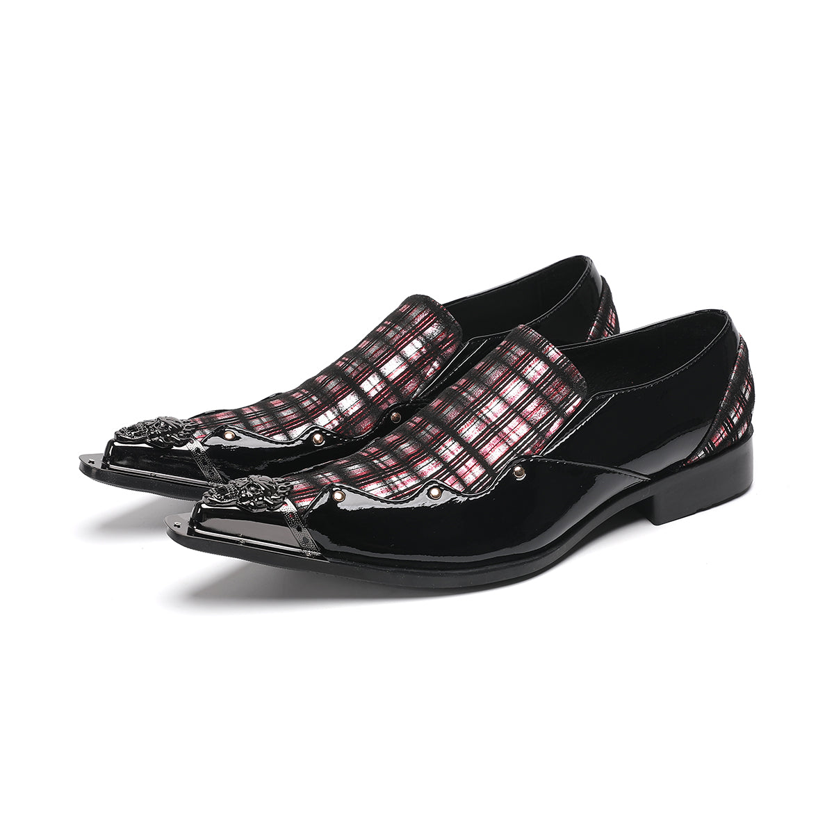 AOMISHOES™_Classic_Checked_Metal_Tip_Shoes_#4052_Party_Wear_AOMISHOES™