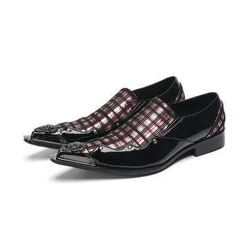AOMISHOES™_Classic_Checked_Metal_Tip_Shoes_#4052_Party_Wear_AOMISHOES™