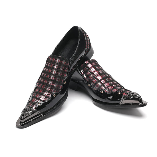 AOMISHOES™_Classic_Checked_Metal_Tip_Shoes_#4052_Party_Wear_AOMISHOES™