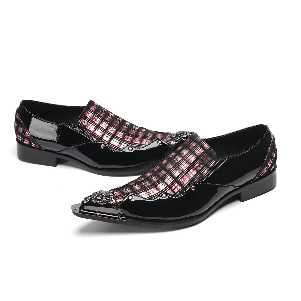 AOMISHOES™_Classic_Checked_Metal_Tip_Shoes_#4052_Party_Wear_AOMISHOES™