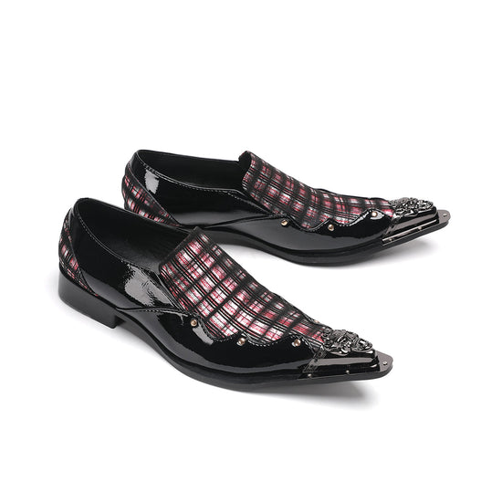 AOMISHOES™_Classic_Checked_Metal_Tip_Shoes_#4052_Party_Wear_AOMISHOES™