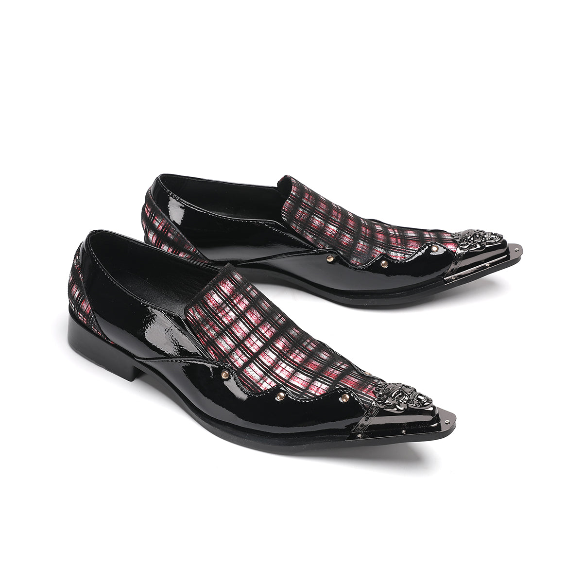 AOMISHOES™_Classic_Checked_Metal_Tip_Shoes_#4052_Party_Wear_AOMISHOES™