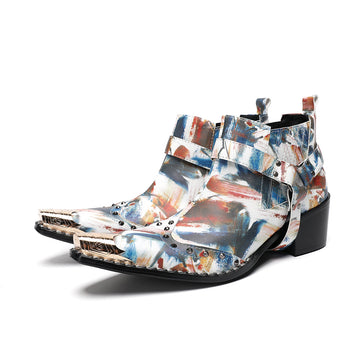 AOMISHOES™_Abstract_Fashion_Metal_Tip_Boots_#4063_Party_Wear_AOMISHOES™