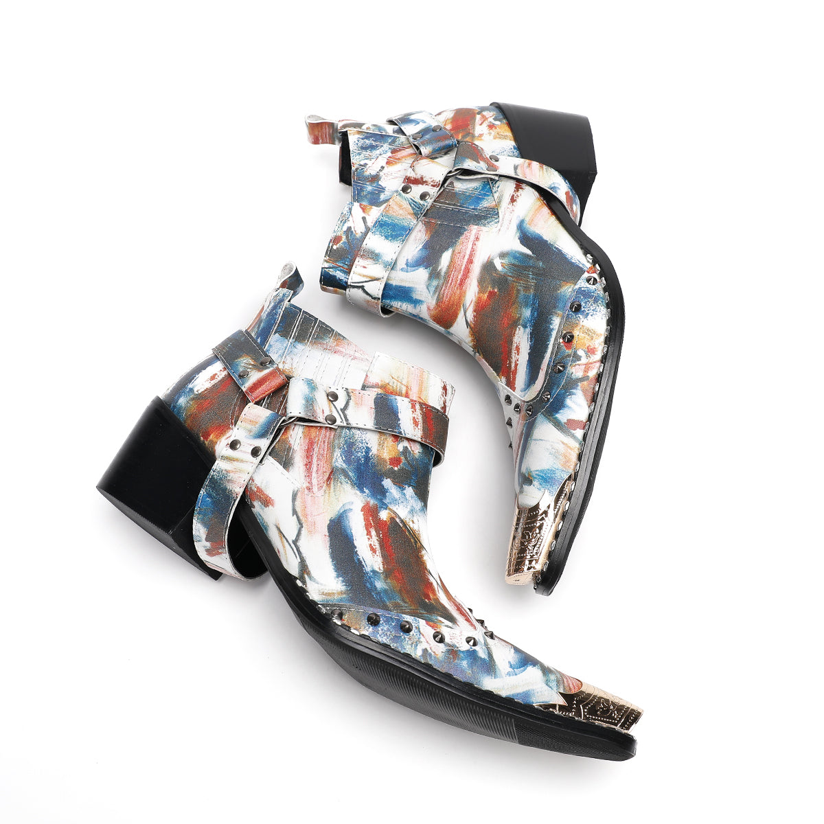 AOMISHOES™_Abstract_Fashion_Metal_Tip_Boots_#4063_Party_Wear_AOMISHOES™