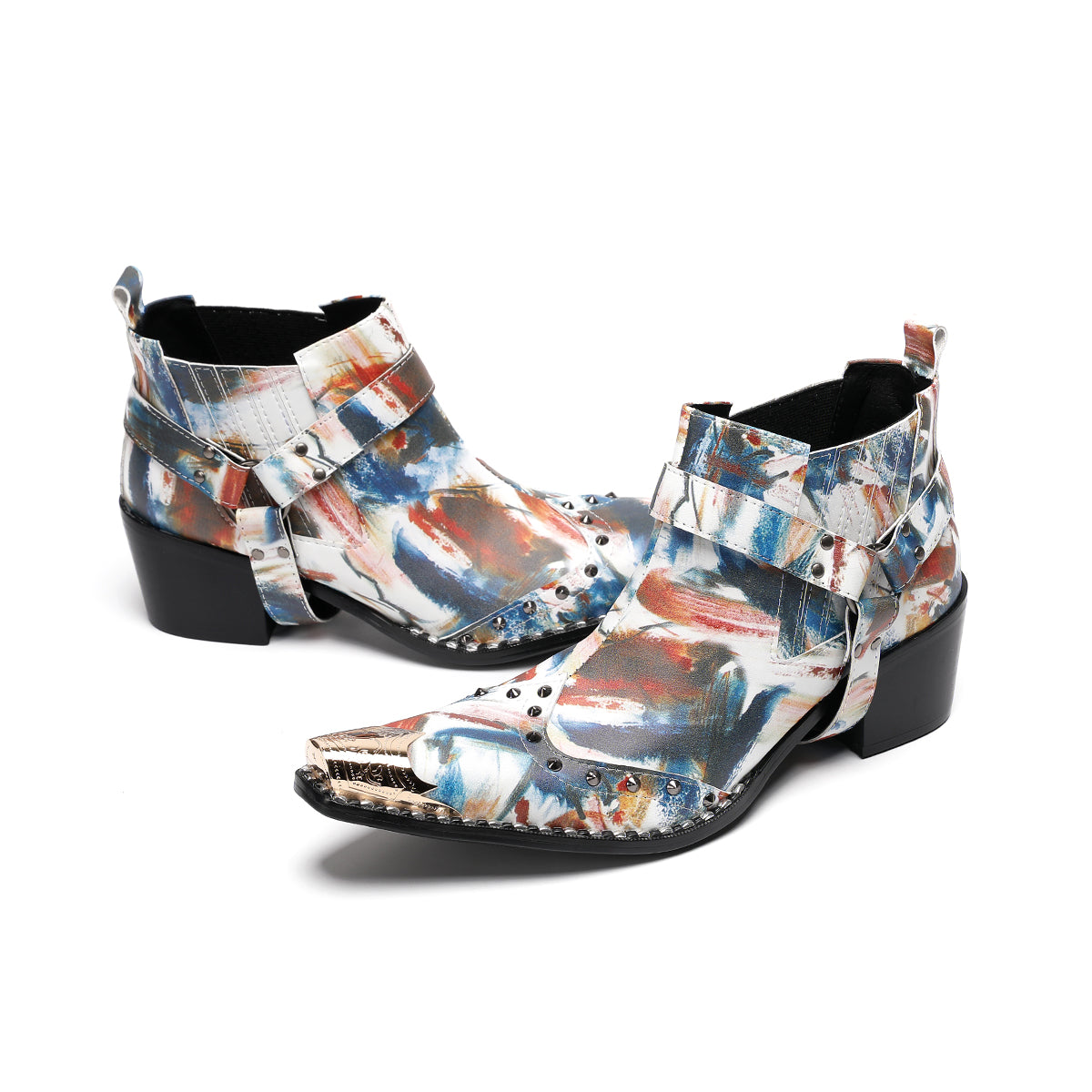 AOMISHOES™_Abstract_Fashion_Metal_Tip_Boots_#4063_Party_Wear_AOMISHOES™