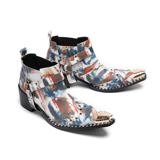 AOMISHOES™_Abstract_Fashion_Metal_Tip_Boots_#4063_Party_Wear_AOMISHOES™