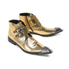 Shiny Gold Snakeskin Buckle Ankle Boot #4121