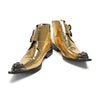 Shiny Gold Snakeskin Buckle Ankle Boot #4121