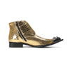 Shiny Gold Snakeskin Buckle Ankle Boot #4121