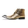 Shiny Gold Snakeskin Buckle Ankle Boot #4121