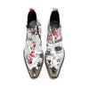 Newspaper Print Pointed Toe Ankle Boot #4122