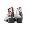 Newspaper Print Pointed Toe Ankle Boot #4122