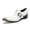 Stylish White Metal Toe Buckle Shoes #4123