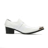 Stylish White Metal Toe Buckle Shoes #4123