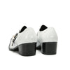 Stylish White Metal Toe Buckle Shoes #4123