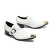 Stylish White Metal Toe Buckle Shoes #4123