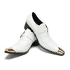 Stylish White Metal Toe Buckle Shoes #4123