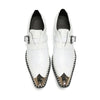 Stylish White Metal Toe Buckle Shoes #4123