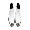 White Metal Tip Cowboy Ankle Boots #4124