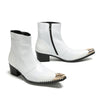 White Metal Tip Cowboy Ankle Boots #4124