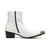 White Metal Tip Cowboy Ankle Boots #4124