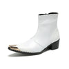 White Metal Tip Cowboy Ankle Boots #4124