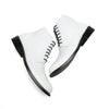 Textured White Patent Lace-up Ankle Boots #4125