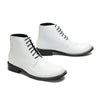 Textured White Patent Lace-up Ankle Boots #4125