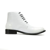 Textured White Patent Lace-up Ankle Boots #4125