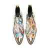 Vibrant Patterned Metal-Tip Ankle Boots #4126