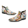 Vibrant Patterned Metal-Tip Ankle Boots #4126