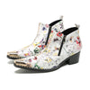 White Floral Chelsea Boots #4129
