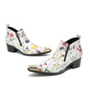 White Floral Chelsea Boots #4129