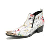 White Floral Chelsea Boots #4129