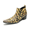 Bold Tiger Stripe Metal Tip Ankle Boots #4130