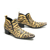 Bold Tiger Stripe Metal Tip Ankle Boots #4130