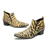 Bold Tiger Stripe Metal Tip Ankle Boots #4130