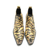 Bold Tiger Stripe Metal Tip Ankle Boots #4130