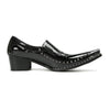 Studded Pointed Black Patent Loafers #4131