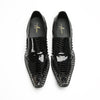 Studded Pointed Black Patent Loafers #4131