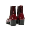 Shiny Wine Red Pointed Toe Ankle Boots #4132